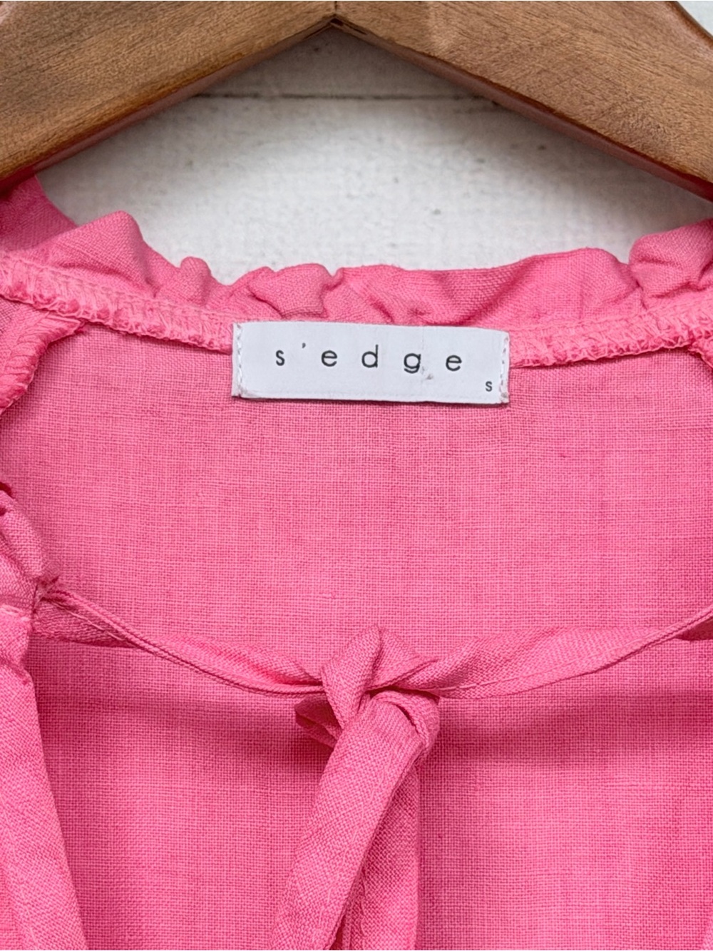 S'edge 100% Linen Raleigh Smocked Ruffle Mini Dress - Size Small - Picture 3 of 5